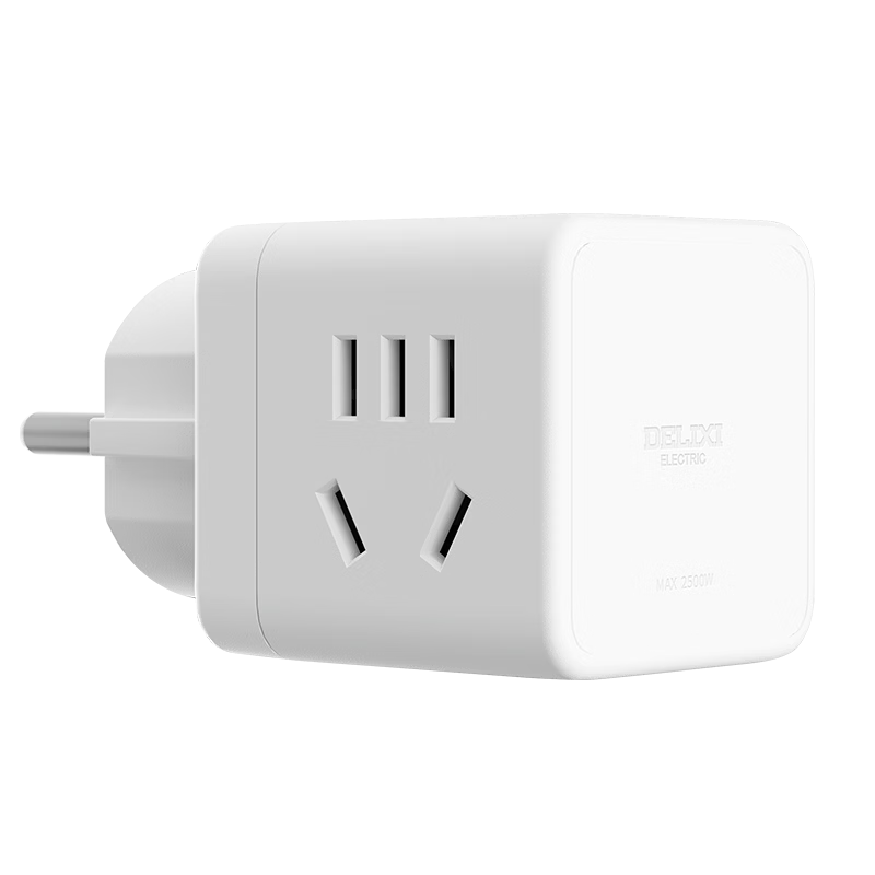 DELIXI European Standard Cube Travel Power Strip/Adapter Plug/Socket Converter Multi-Outlet for Germany France Korea Finland Iceland Sweden Spain and More