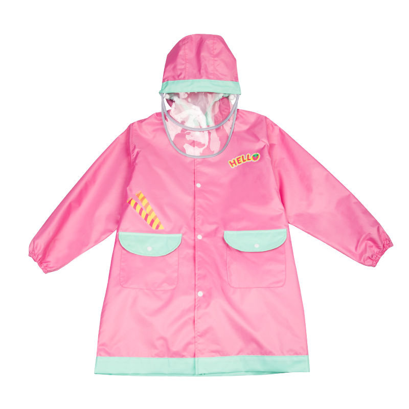 Lemonkid Children's Raincoat for Boys And Girls, Elementary School Students' Poncho with Backpack Space for School, Pink Cake Upgraded Version, XXL