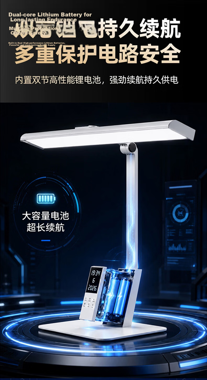 Boraol Eye Protection Desk Lamp Student Study Lamp Children's Reading Lamp Desk Office Writing Rechargeable Desk Lamp 25