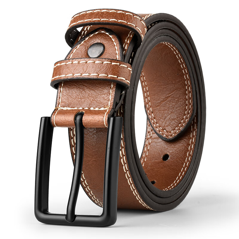 HALFEEL Men's Leather Belt Pin Buckle Waistband, Versatile Denim Trouser Belt for Young And Middle-Aged Men, Military Training Pants Belt, Business Wear-Resistant Durable Gift