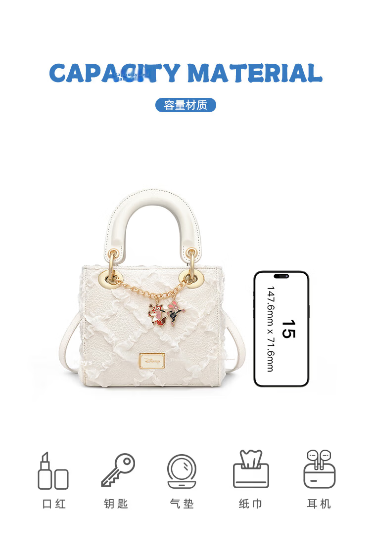 Disney Women's Lightweight Luxury Chiffon Princess Small Square Shoulder Crossbody Bag Travel Handbag Birthday Gift 2026 New 6