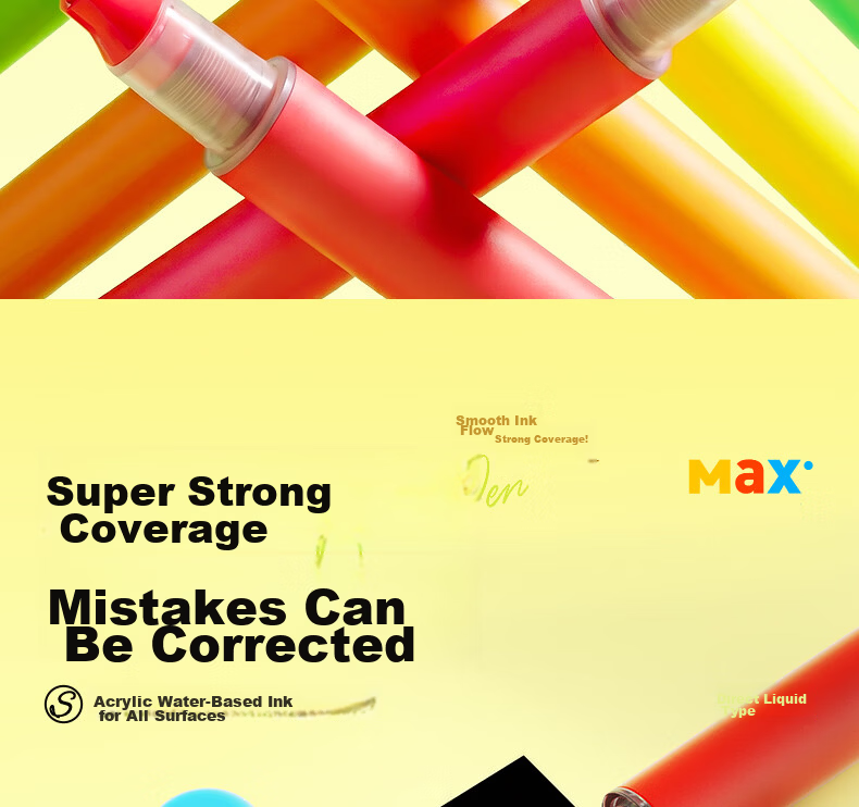M&G 36-Color Acrylic Marker Pens MAX Foldable Direct Ink Children's Student Drawing Graffiti Hand-Painted Birthday Gift 12