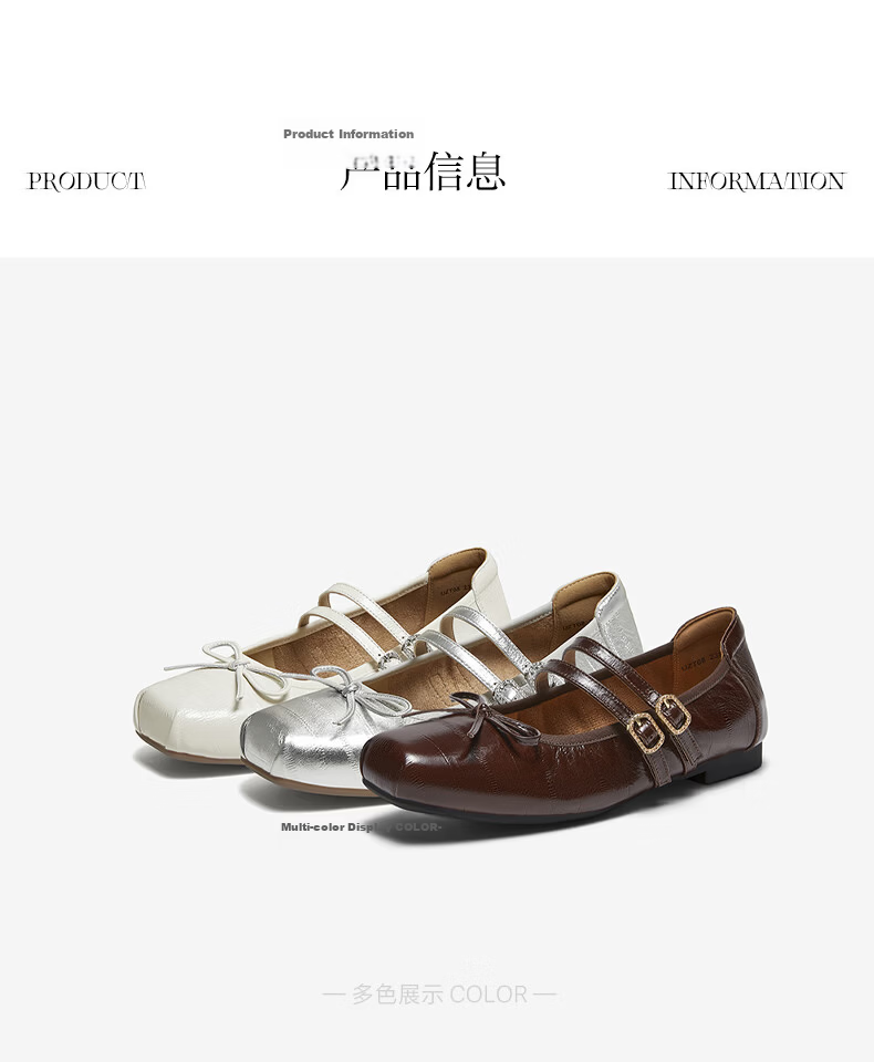 BASTO [Film Diary] 26 Autumn Mall Ballet Mary Jane Shoes Women Flat Silver Single Shoes 25