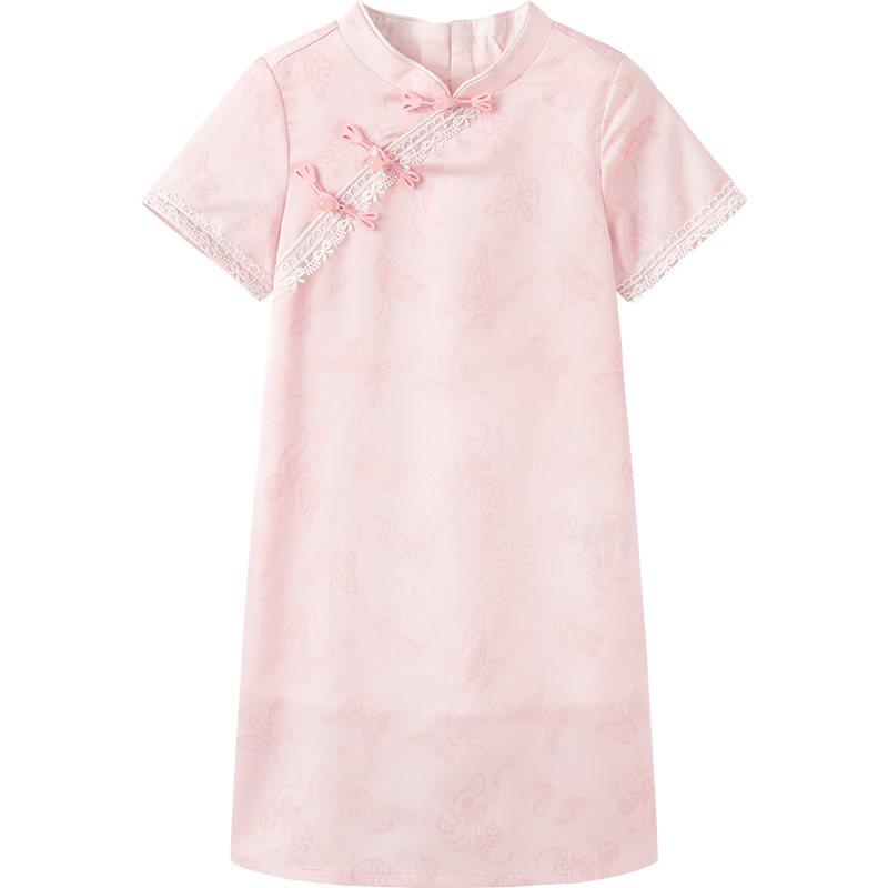 Balabala Girls Dress Children's Dress 2026 Summer New Chinese Style Qipao Dress National Style Printed Exquisite Sweet