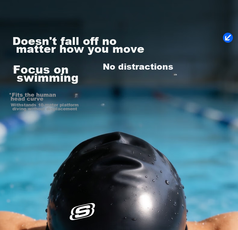 Skechers Silicone Waterproof Oversized Swim Cap for Men and Women, Non-Tight, Adult Long Hair Universal Professional Swimming Cap, Pure White 15