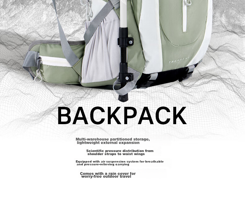 CAMEL Outdoor Professional Mountaineering Backpack Large Capacity Travel Hiking Double Shoulder Bag 575B634009 Recycled Gray 3