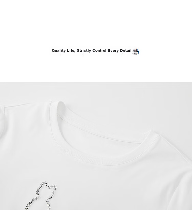 Demana [Comfort & Ease] Summer Simple Handmade Beaded Skin-friendly Cotton Spandex Slimming Short Sleeve T-shirt for Women High-end Feel 13