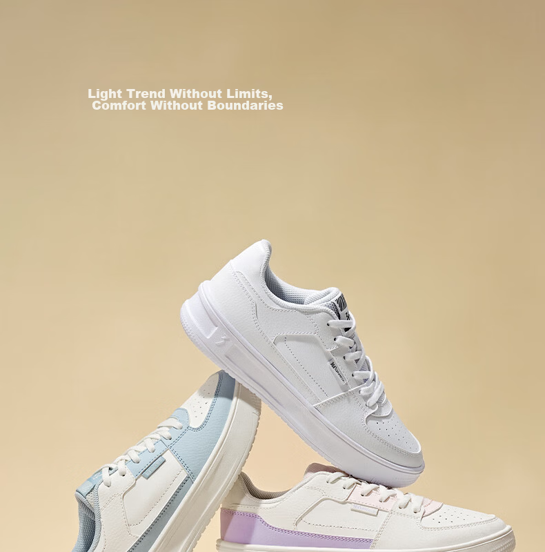 361° Qinghe 2 New Trendy Platform Leather Casual Sneakers Women's White Shoes 682636618-1 1