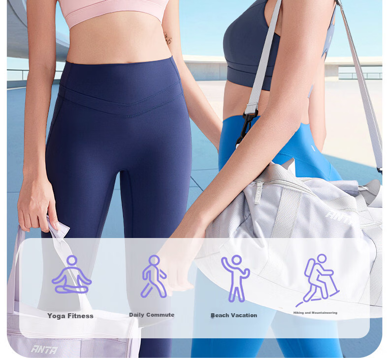 Anta Fitness Bag Short Trip Sports Dry and Wet Separation Swimming Bag Large Capacity Handheld Unisex Crossbody Bucket Bag Purple 4