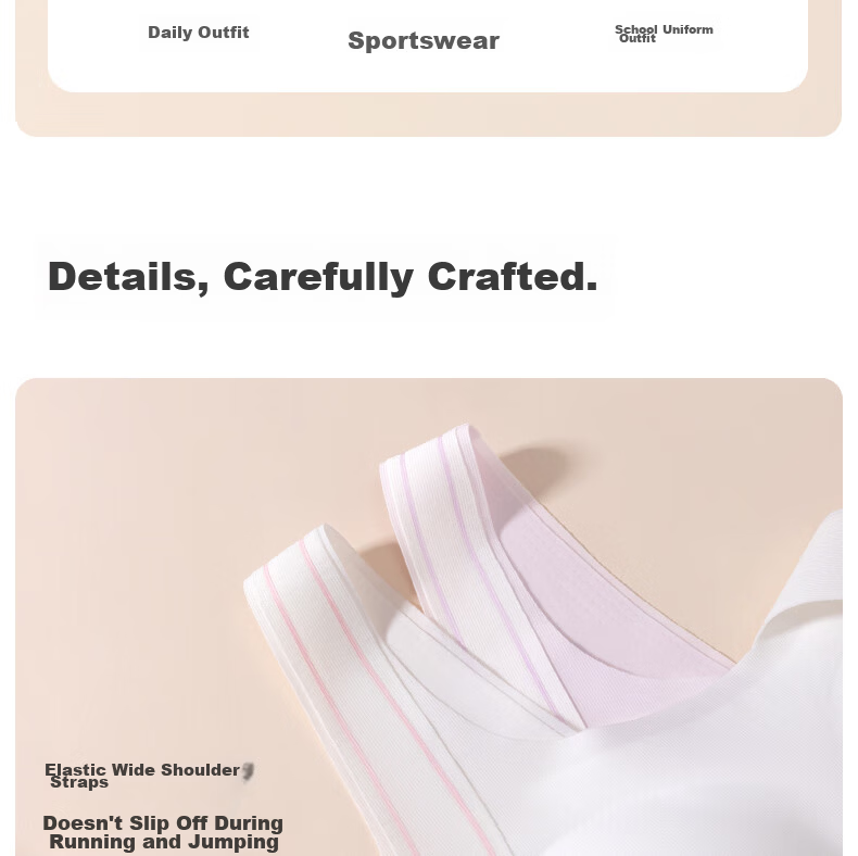Meishianxuan High School Girls Sports Shockproof Fixed Cup Developmental Underwear Stage 2-3 Girls Vest 17