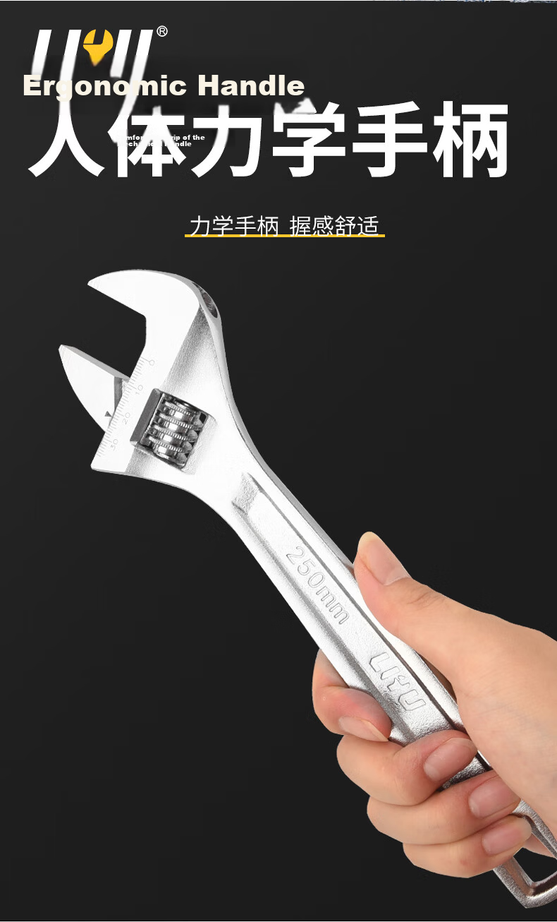 Liyu Adjustable Wrench Multi-Functional Large Opening Plumbing Wrench Household 12-Inch Open-End Wrench 13