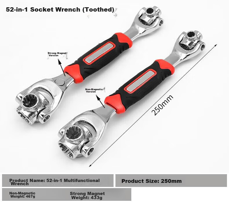 Chugong 52-in-1 Universal Multi-Function Socket Wrench Adjustable Hex Wrench Screwdriver Dog Bone Repair Tool 6