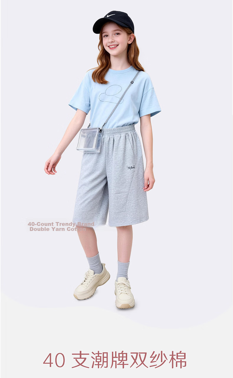Disney Girls Summer Thin New Children's Five-Point Pants Big Kids Teen Casual Shorts 10136 Heather Gray 130 1