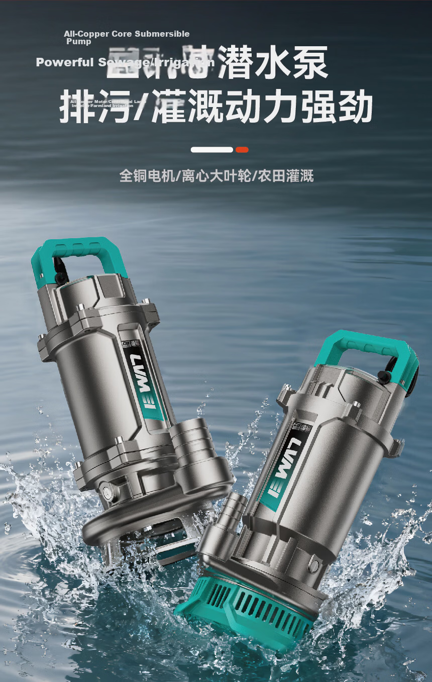 Lumei Submersible Pump 220V High Lift Large Flow Water Pump for Home Rural Farmland Irrigation Sewage and Clean Water Well Pump 6
