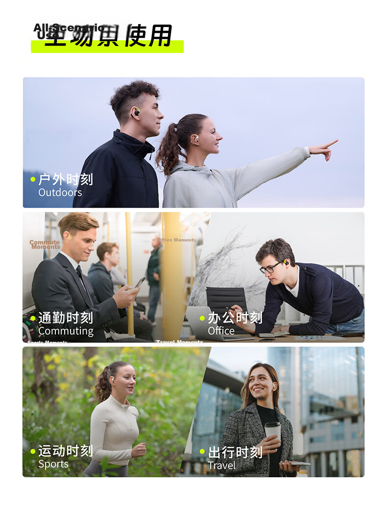 Langston AirFit Bluetooth Bone Conduction Open-Ear Noise-Cancelling Sports Earphones Firefly Green for Apple Huawei 19