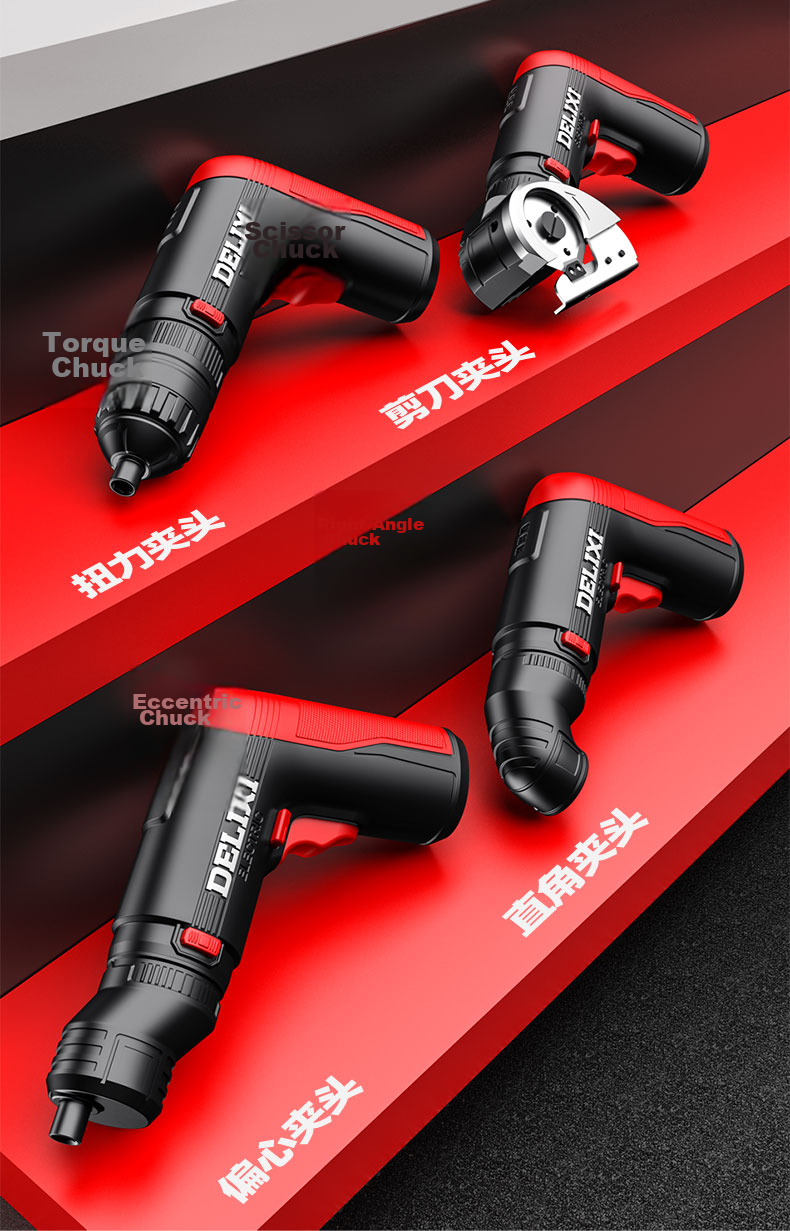Delixi Electric Interchangeable Head Screwdriver Cordless Rechargeable Mini Electric Lithium Battery Screwdriver Set with Bits for Home Use 6