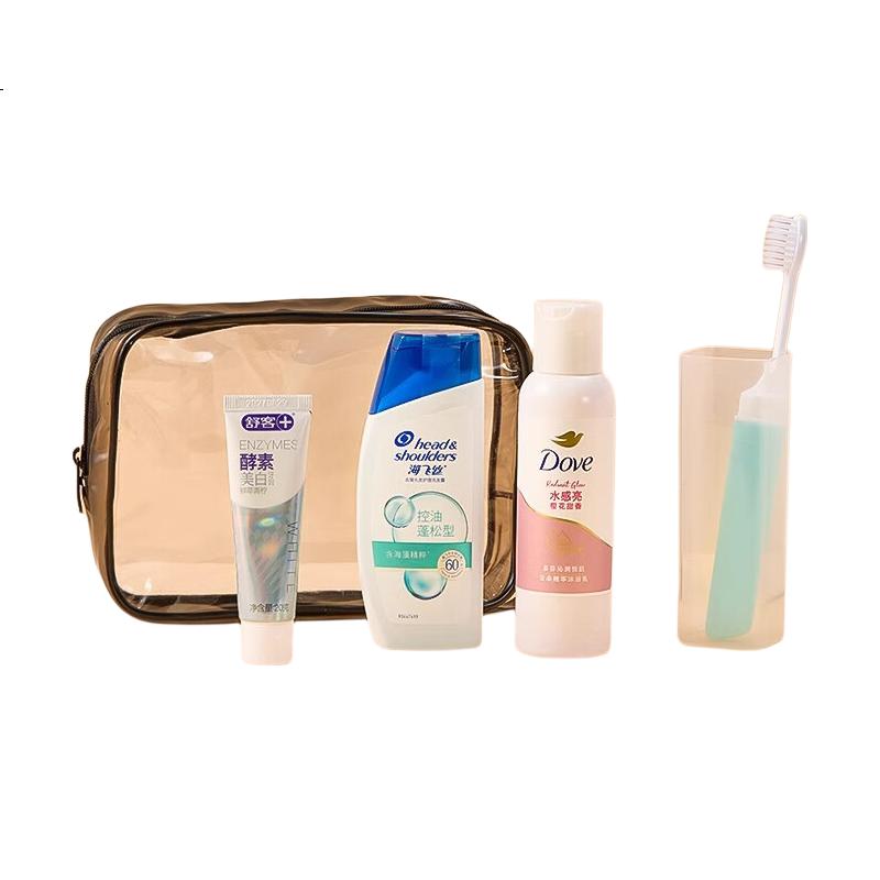 Etravel Travel Toiletry Set 7-Piece Shampoo Shower Gel Toothpaste Toothbrush Portable Travel Hotel Essentials