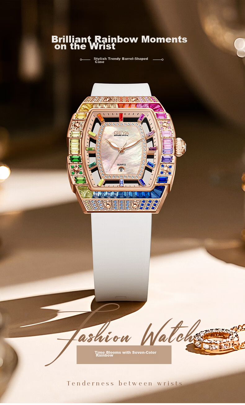 GEYA Women's Luxury Colorful Diamond Waterproof Quartz Watch Birthday Gift for Women 1