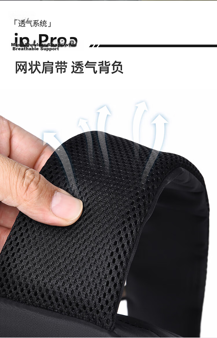 361° Men's Backpack, Chest Bag, Waist Bag, Handbag, Shoulder Bag, Commuting, Mountaineering, Travel, Fashion, Large Capacity, Black 10