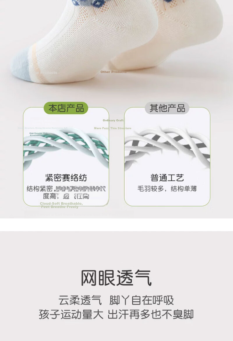 Mianmanman Kids Socks Boys Pure Cotton Antibacterial Summer Thin Mesh Breathable Short Tube Baby Cotton Socks 8 Pairs Pack 6