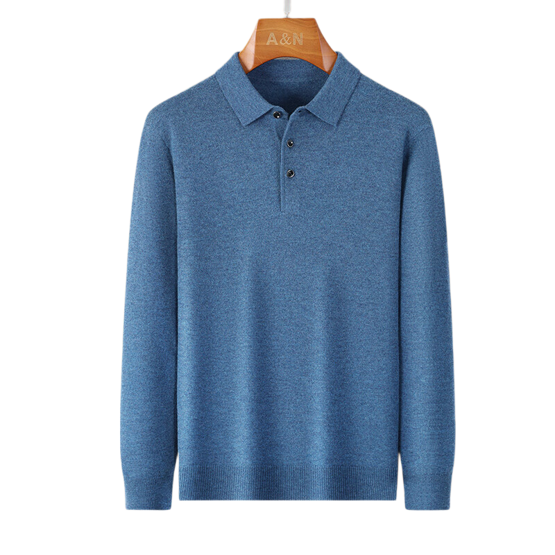 Antonio 100% Merino Wool Luxury Casual Business Men's Polo Collar Sweater Autumn Spring