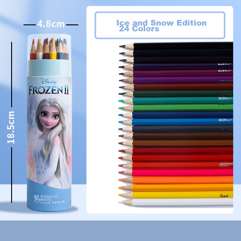 Disney 24-Color Wooden Hexagonal Colored Pencils for Students Drawing Art Sketching Hand Painting Children's Brush Set Frozen D01192F