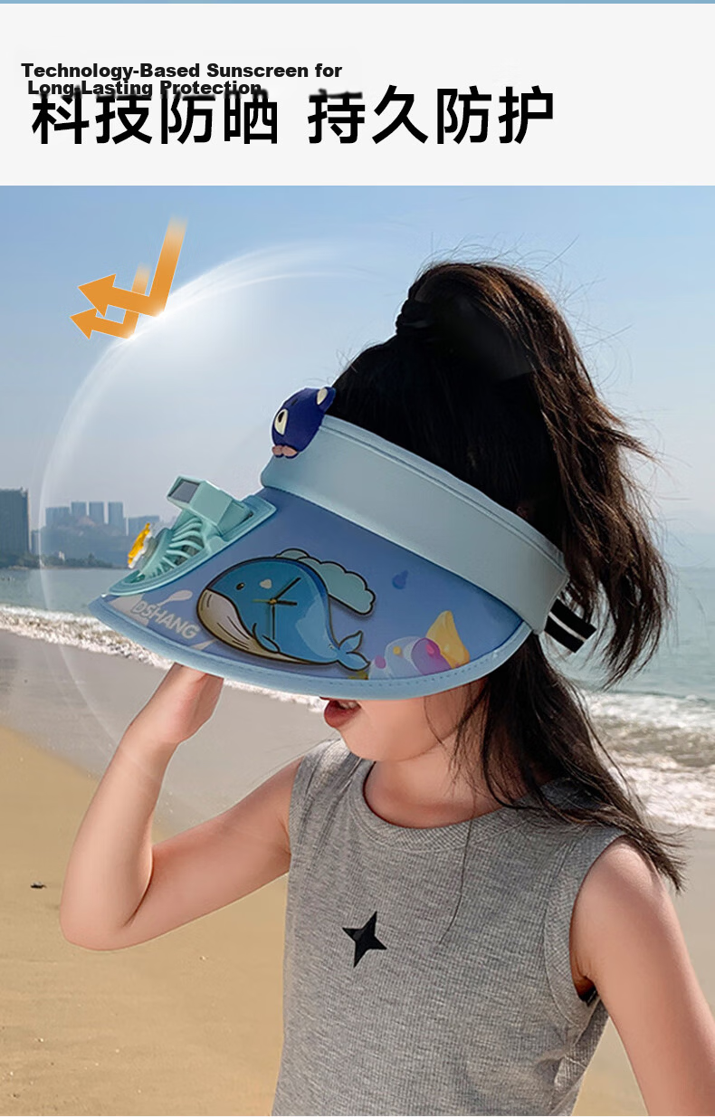 GLO-STORY Kids Sunshade Hat Unisex Color-Changing Breathable Sun Protection Cap Fluorescent Green 3
