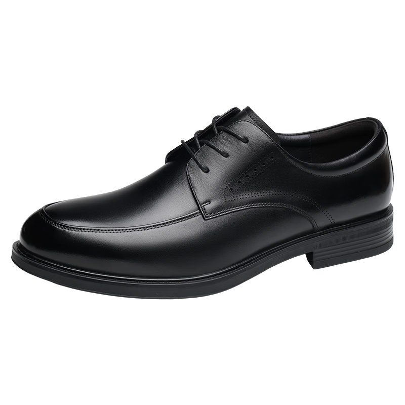 JD Jingzao 2026 New Men's Leather Shoes Business Casual Spring Summer Utips Formal Shoes Black Size 44