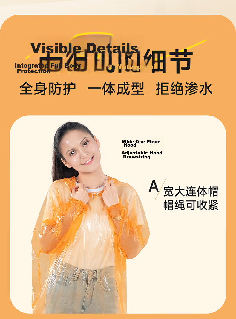 BWNK Disposable Thickened Portable Card Raincoat Long Anti-Storm Adult Outdoor Rain Poncho [5-Pack] Colorful Card Raincoat 2