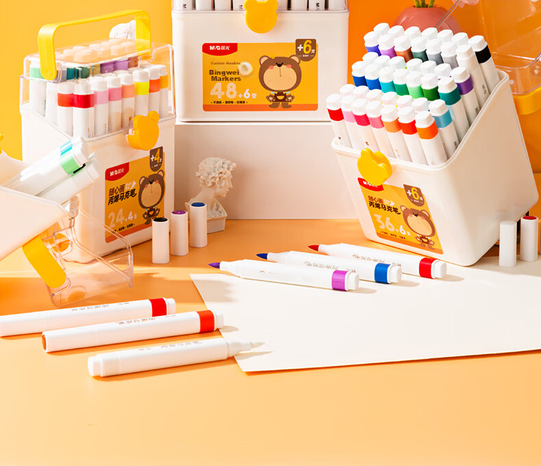 M&G Stationery 24 Colors + 4 Acrylic Markers Children's Student Watercolor Pen Set Waterproof Fluorescent Hand-Painting Birthday Graduation Gift APMU5252 19