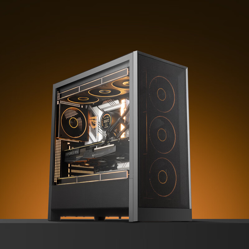 Aigo Yufeng F90 Black Desktop Computer Case ATX Motherboard Cooling Airflow Case Supports Top 360mm Water Cooling