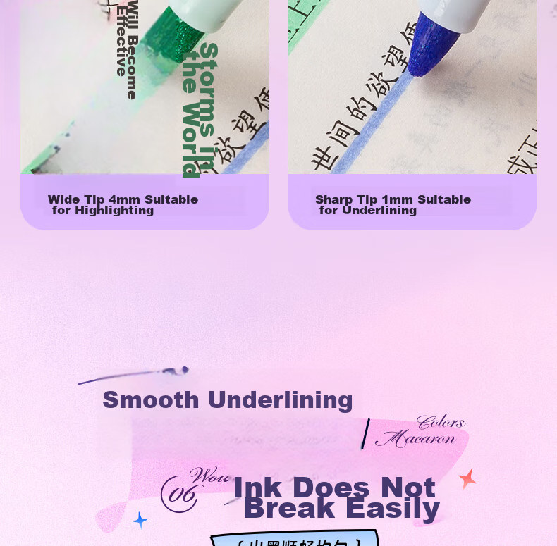 M&G Stackable Color Highlighter Pen Student Marker 4 Colors APMV09F2 Watercolor Pen Gift 13
