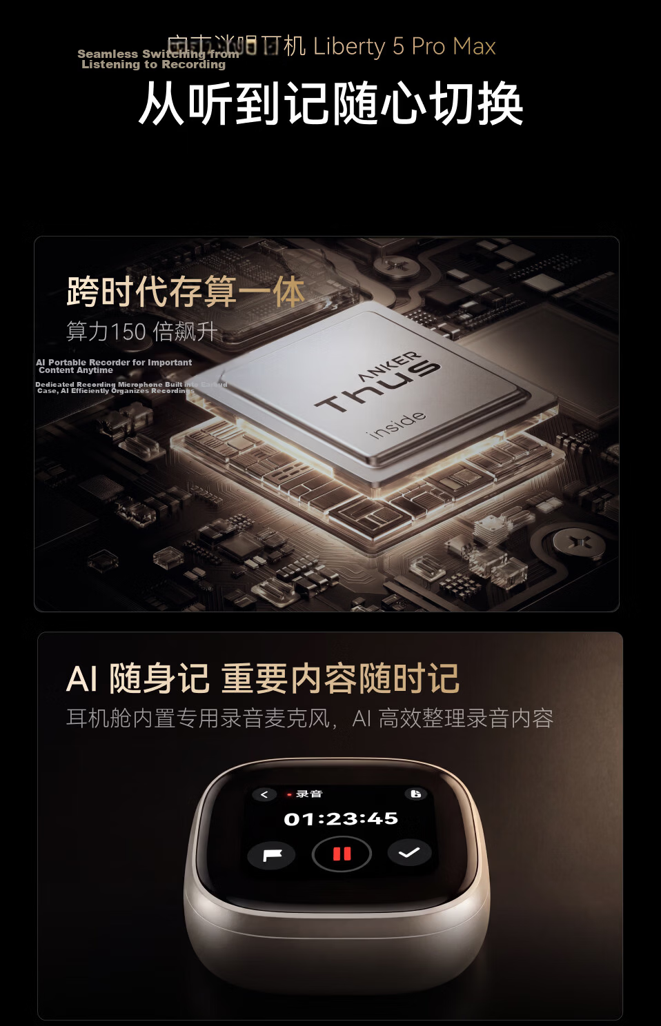 SoundCore Anker Noise Cancelling Headphones ProMax Noise Reduction Clear Call AI Large Screen Translator Wireless Bluetooth Earphones Bluetooth 2026 Latest Guinness Certified Gold 6