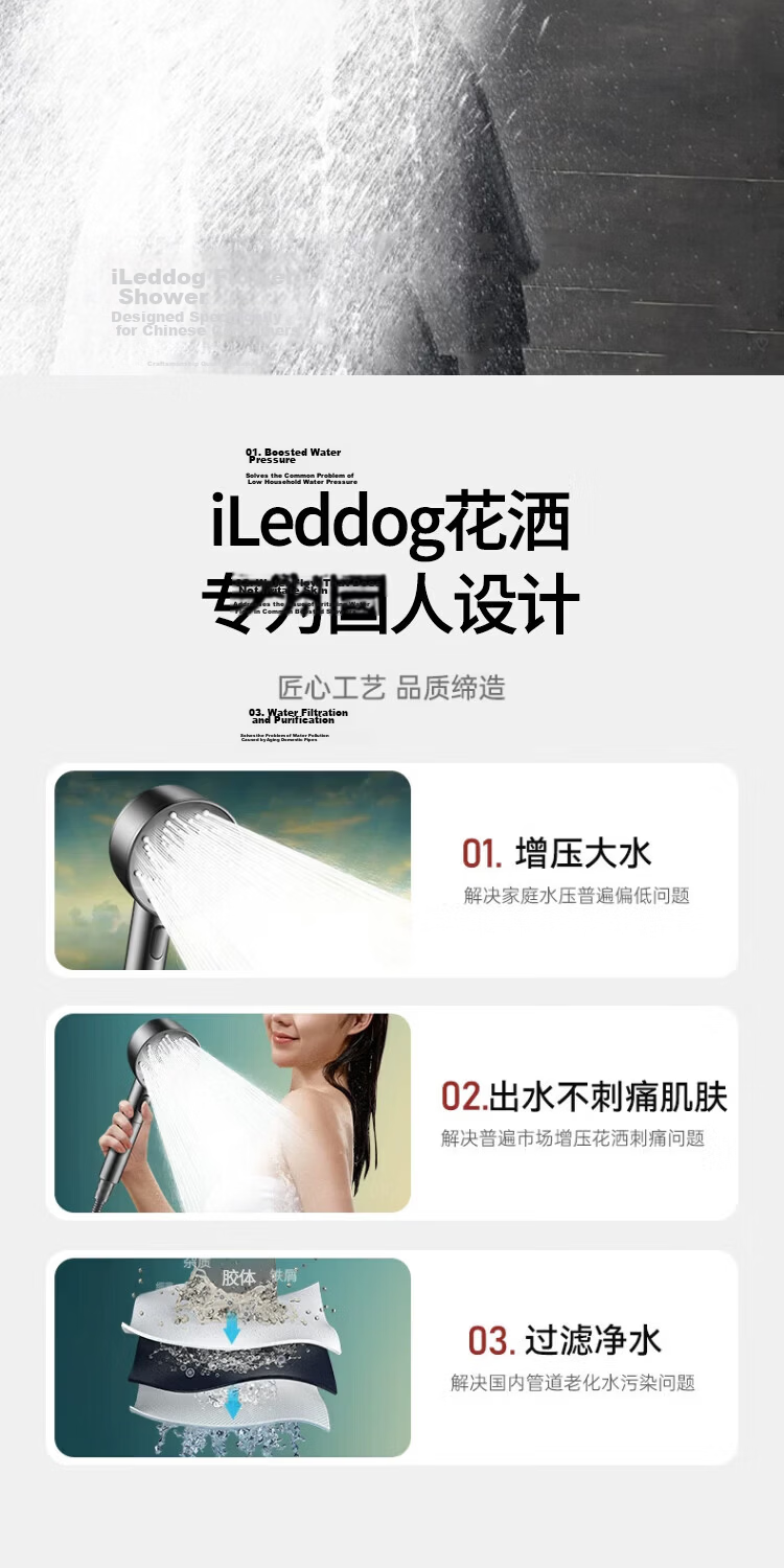 ILeddog Seiko Filtered Pressurized Shower Head Bathroom Home Shower DS-262 2