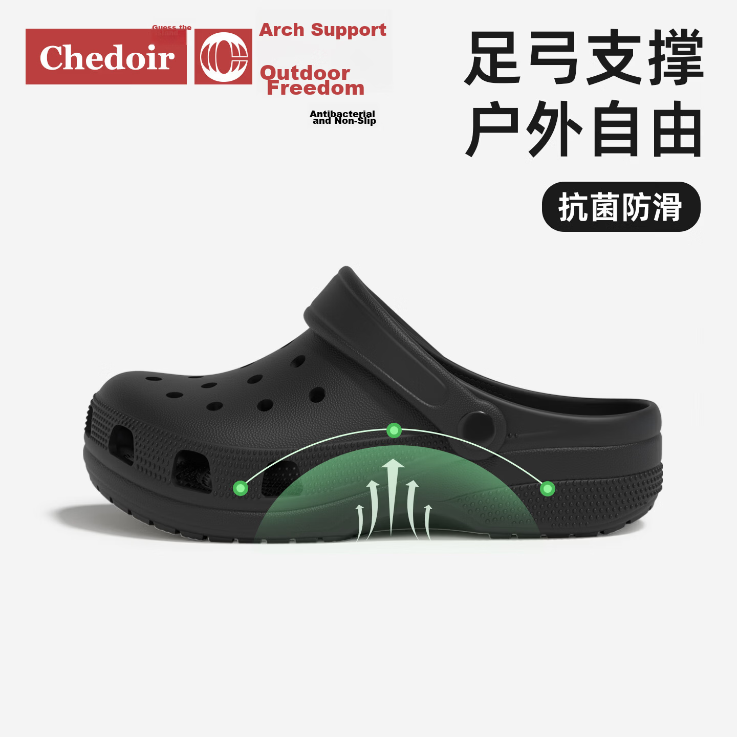 Chedoir Classic Thin Sole Hollow Out Women's Summer EVA Arch Support Breathable Non-Slip Silent Nurse Beach Slippers