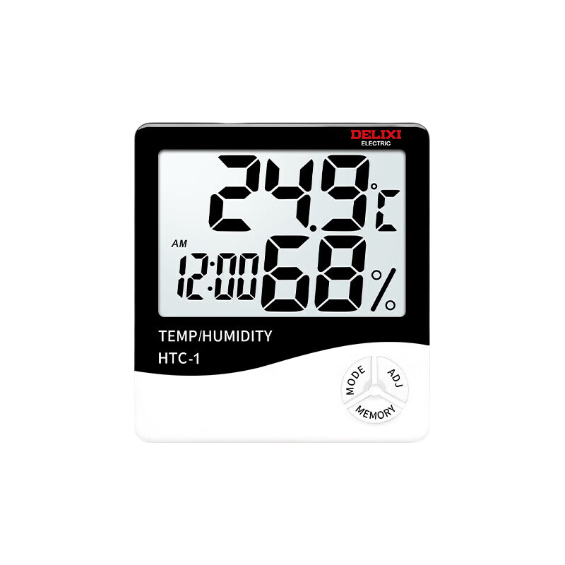 DELIXI ELECTRIC Thermometer Hygrometer Indoor Temperature And Humidity Meter Alarm Clock Electronic Desktop Greenhouse Thermometer Hygrometer High Precision HTC-1