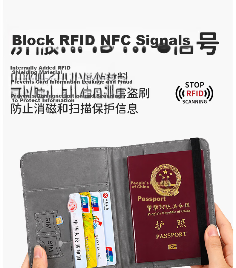 JOYTOUR Passport Holder Storage Wallet Anti-Theft Card Protection Case Coin Purse Bank Card Holder Portable Travel Gray 5