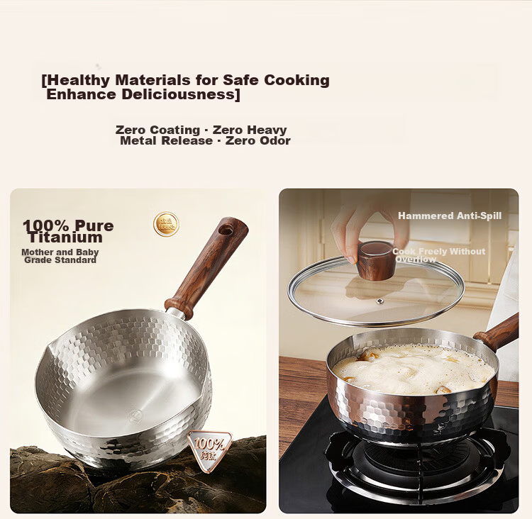 Carrot Pure Titanium Baby Milk Pot Non-Coated Yukihira Pot Infant Small Milk Pot Soup Pot Instant Noodle Pot Integrated 22cm 2