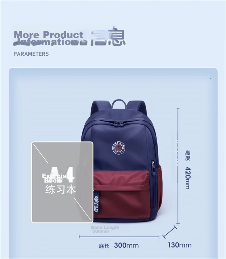 GOLF Kids School Backpack Lightweight Large Capacity Children’s Shoulder Bag for Grades 3-9 Boys and Girls 12