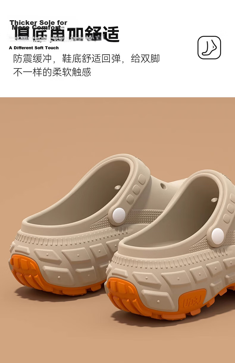 Aphrodite Men's Thick-Soled Clog Sandals Summer Outdoor Breathable Non-Slip Durable Couple's Sandals Black Size 42-43 8