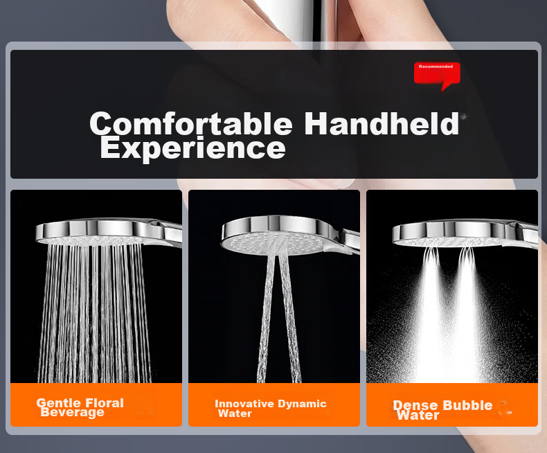 ARROW Handheld Shower Head Chrome Pressurized Showerhead 130mm Large Panel Single Showerhead for Bathroom 5
