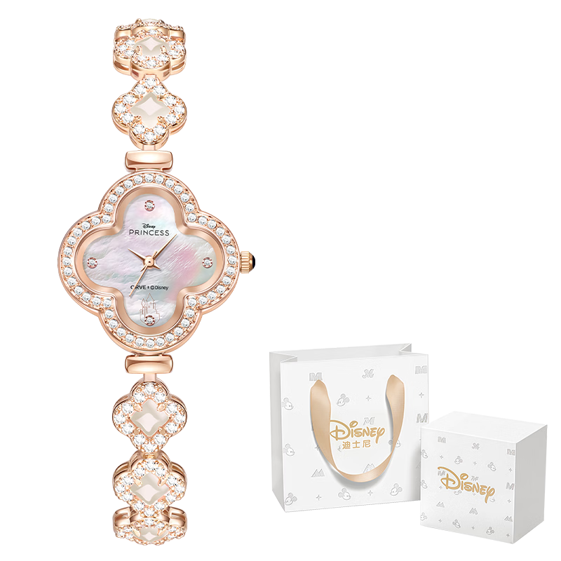 Disney Clover Women's Luxury Boutique Bracelet Watch Elegant Ladies Wristwatch Valentine's Day Gift for Her