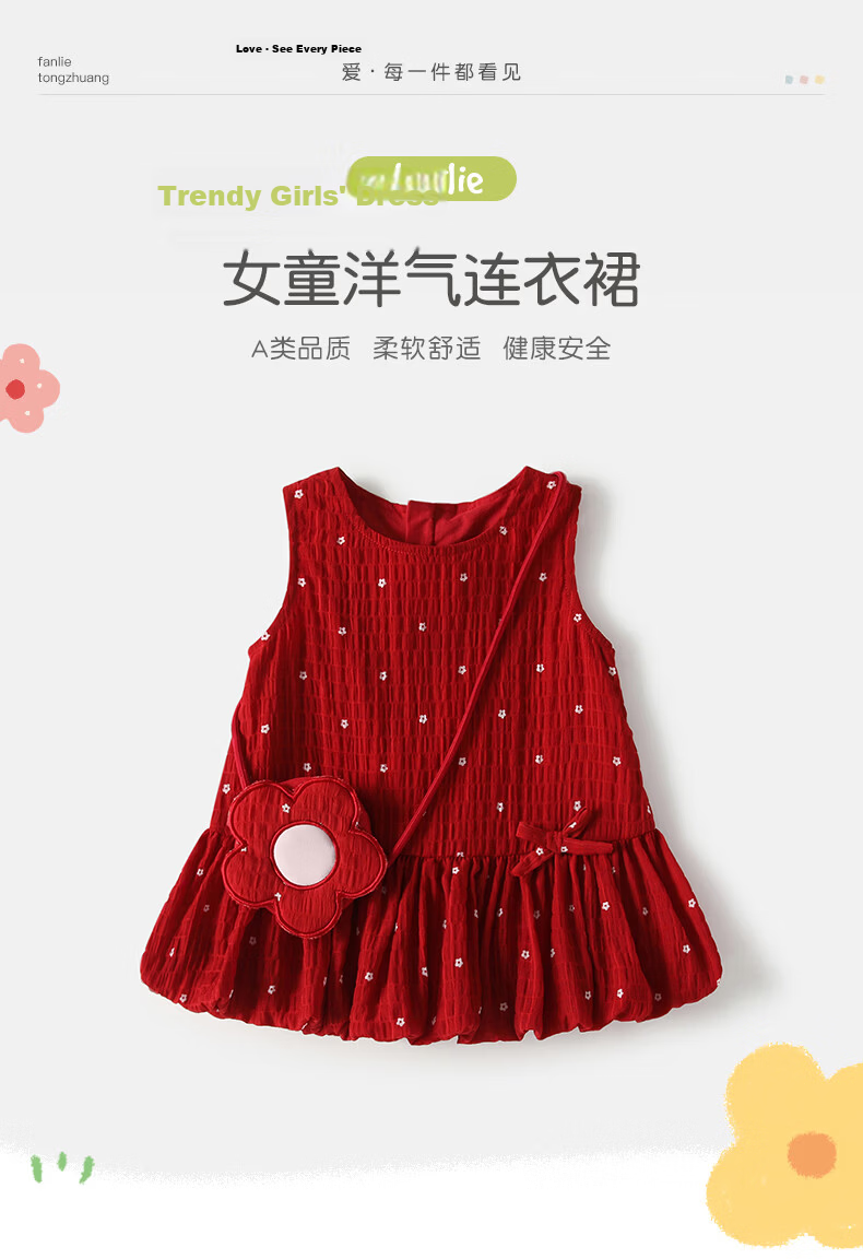 VOONLIE Girls Summer Dress Floral Sleeveless Princess Dress Toddler Birthday Outfit 1