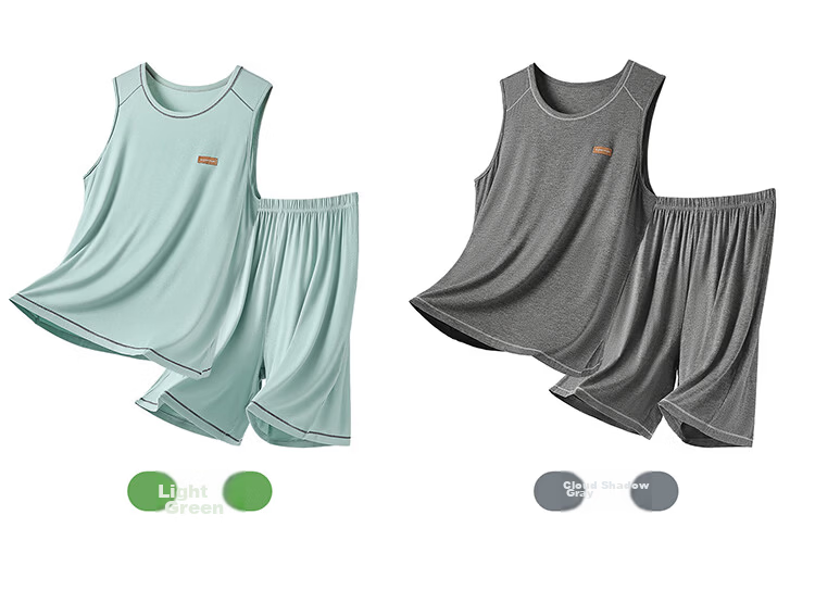 Bingxue Cotton Youth Vest Set Boys' Modal Ice Silk Summer Thin Cool Development Period Shorts Two-Piece Pajama Set 15