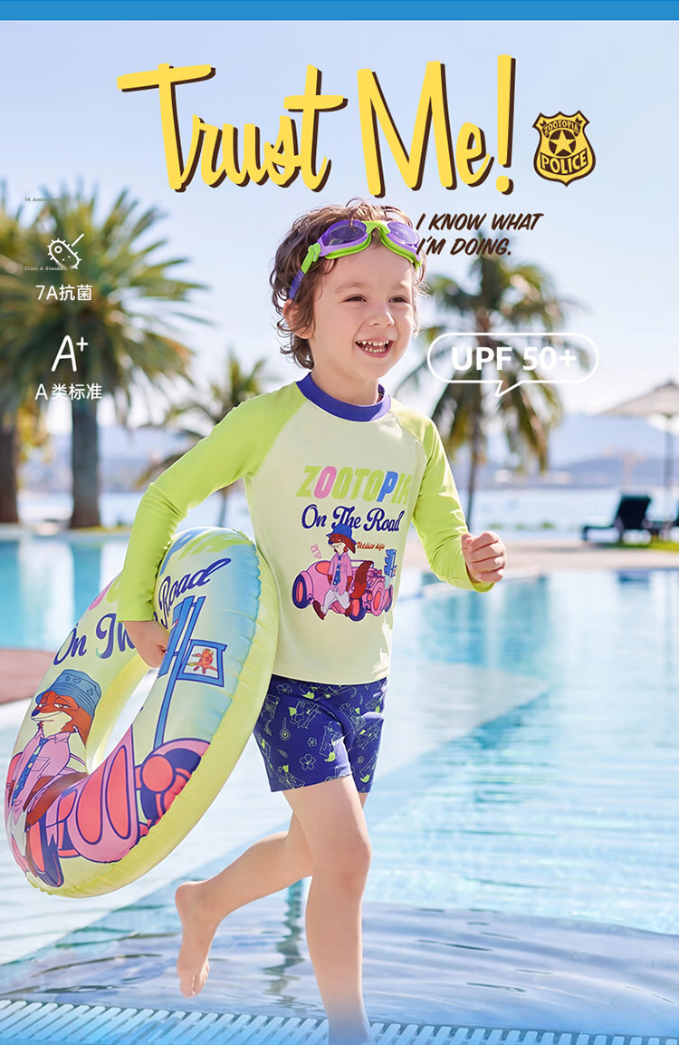 Disney Kids Boys Toddler Two-Piece Long Sleeve Sun Protection Swimsuit Set D36280S2G Green Nick 110 1