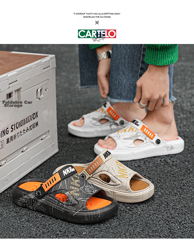 CARTELO Men's Summer Slippers Dual-Wear Driving Sandals Thick-Soled Casual Beach Sandals 2