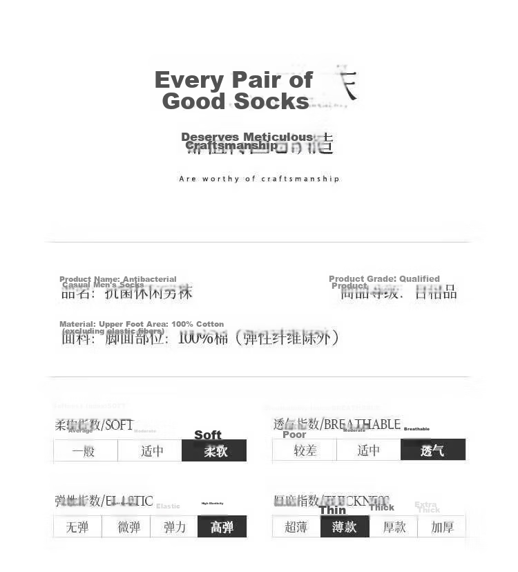 Mian Xiaonian Men's Mid-Calf Socks Spring Summer [100% Pure Cotton 10A Grade Antibacterial Deodorant] Mesh Business Casual Socks 6 Pairs 13