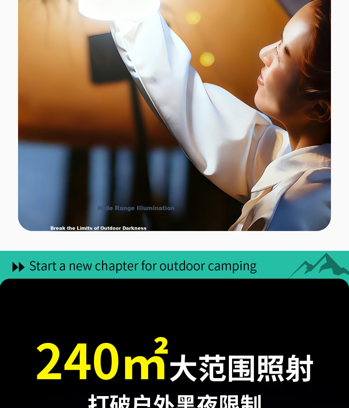 MAX LOAD Rechargeable Outdoor Super Bright LED Tent Hanging Light Night Market Camping Household Bulb Lamp 20