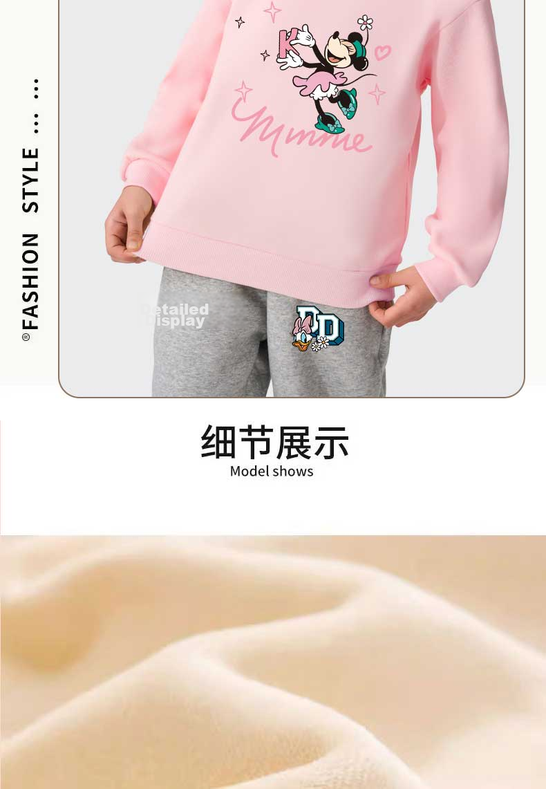 Disney Kids Autumn Winter Fleece Lined New Year Sweatshirt and Sweatpants Set Warm Versatile Festive Red Ingot - Black Beautiful 130 13