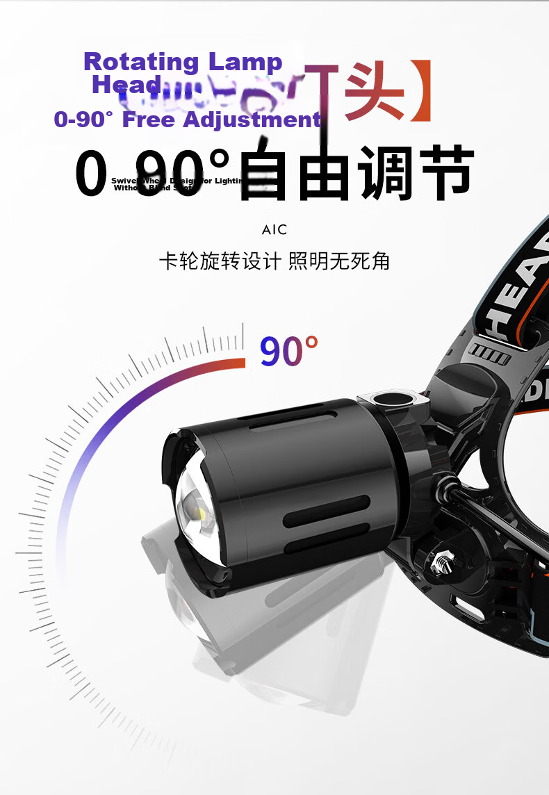 AIC Scorpion Headlamp High Brightness Long Battery Life Purple Light Scorpion Catching Outdoor Waterproof Rechargeable Sensor Lamp 15